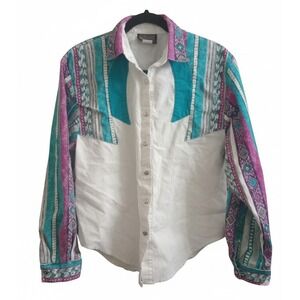 Vintage Roughrider Circle T Western Cowgirl Shirt Aztec Southwest Women's Medium